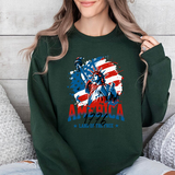 Sweatshirt - "America 1776 Land of the Free" Patriotic Statue of Liberty Crewneck