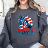 Sweatshirt - "America 1776 Land of the Free" Patriotic Statue of Liberty Crewneck