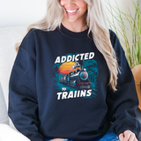 Addicted to Trains Sweatshirt – Vintage Steam Locomotive Crewneck