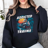 Addicted to Trains Sweatshirt – Vintage Steam Locomotive Crewneck