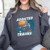 Addicted to Trains Sweatshirt – Vintage Steam Locomotive Crewneck