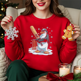 Cricket Penguin Crewneck Sweatshirt – Cute Winter Sports Design