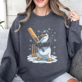 Cricket Penguin Crewneck Sweatshirt – Cute Winter Sports Design