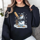 Cricket Penguin Crewneck Sweatshirt – Cute Winter Sports Design