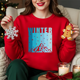 Winter Mountain Sweatshirt — 'WINTER' Snowy Peak Crewneck