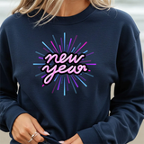 New Year Crewneck Sweatshirt — Retro Neon 'new year' Graphic