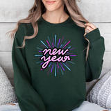 New Year Crewneck Sweatshirt — Retro Neon 'new year' Graphic