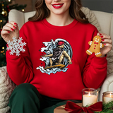 Surfer Skeleton Crewneck Sweatshirt – Retro Skull Wave Surfing Graphic