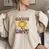 Choose Happy Crewneck Sweatshirt – Retro Sunflower Positive Vibe Pullover