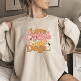 Love Coffee and Dogs Crewneck Sweatshirt — Retro Floral Dog Lover Pullover