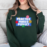 Crewneck Sweatshirt - "Practice Makes Perfect" Colorful Floral Graphic