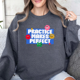 Crewneck Sweatshirt - "Practice Makes Perfect" Colorful Floral Graphic