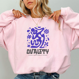 Equality Abstract Crewneck Sweatshirt — Purple Graphic Protest Design