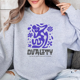 Equality Abstract Crewneck Sweatshirt — Purple Graphic Protest Design