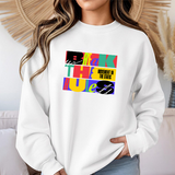 Crewneck Sweatshirt — Bold Colorblock 'Break the Rules' Graphic