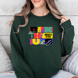 Crewneck Sweatshirt — Bold Colorblock 'Break the Rules' Graphic