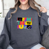 Crewneck Sweatshirt — Bold Colorblock 'Break the Rules' Graphic