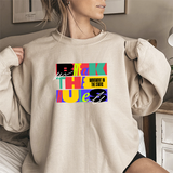 Crewneck Sweatshirt — Bold Colorblock 'Break the Rules' Graphic