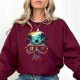 Skull Sunglasses Sweatshirt — Tropical Palm Skull Crewneck ("13" Lens)