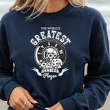Casino Player Sweatshirt — "The World's Greatest" Vintage Dice & Roulette Crewneck