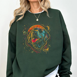 Galactic Dog Crewneck Sweatshirt – Neon Space Labrador Graphic