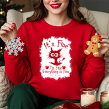 Funny 'It's Fine' Cat Sweatshirt — Cute Black Cat Graphic Crewneck