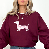 Dachshund Floral Sweatshirt — Pink Sausage Dog Crewneck