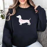 Dachshund Floral Sweatshirt — Pink Sausage Dog Crewneck