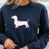Dachshund Floral Sweatshirt — Pink Sausage Dog Crewneck