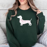 Dachshund Floral Sweatshirt — Pink Sausage Dog Crewneck