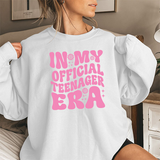 Teen Birthday Sweatshirt - "In My Official Teenager Era" Pink Graphic Crewneck