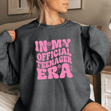 Teen Birthday Sweatshirt - "In My Official Teenager Era" Pink Graphic Crewneck