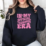 Teen Birthday Sweatshirt - "In My Official Teenager Era" Pink Graphic Crewneck