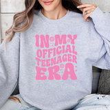 Teen Birthday Sweatshirt - "In My Official Teenager Era" Pink Graphic Crewneck