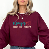 Crewneck Sweatshirt — "Stronger Than The Storm" Inspirational Heart Design