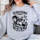 Surviving Purely Sweatshirt — Raccoon Coffin Goth Crewneck