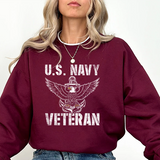 U.S. Navy Veteran Crewneck Sweatshirt - Distressed Anchor & Eagle Design