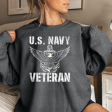 U.S. Navy Veteran Crewneck Sweatshirt - Distressed Anchor & Eagle Design