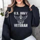 U.S. Navy Veteran Crewneck Sweatshirt - Distressed Anchor & Eagle Design