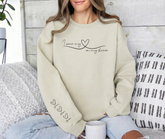 Personalized Mom Sweatshirt: Heart On My Sleeve, Names Gift