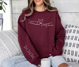 Personalized Mom Sweatshirt: Heart On My Sleeve, Names Gift