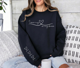 Personalized Mom Sweatshirt: Heart On My Sleeve, Names Gift