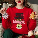 Crewneck Sweatshirt — "Quiet Minds Think Loudest" Cute Green Character Graphic