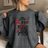 Crewneck Sweatshirt — "Think Outside The Box" Tic-Tac-Toe Graphic