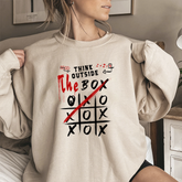 Crewneck Sweatshirt β "Think Outside The Box" Tic-Tac-Toe Graphic