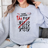 Crewneck Sweatshirt — "Think Outside The Box" Tic-Tac-Toe Graphic