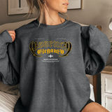 Crewneck Sweatshirt – 'Blessed & Elegant' Gothic Script Graphic