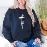 Faith Vertical Script Crewneck Sweatshirt — Christian Inspirational Pullover
