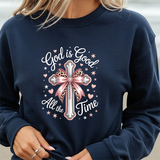 God Is Good All the Time Cross Sweatshirt — Christian Faith Crewneck
