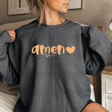 Amen Heart Crewneck Sweatshirt — Faith-Inspired Cozy Pullover